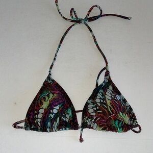 PilyQ Multicolored Triangle Padded String Bikini Top
